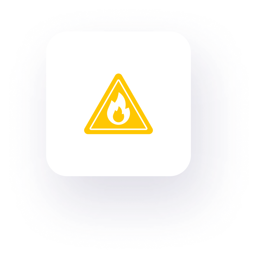 Fire hazard warning icon on white background.